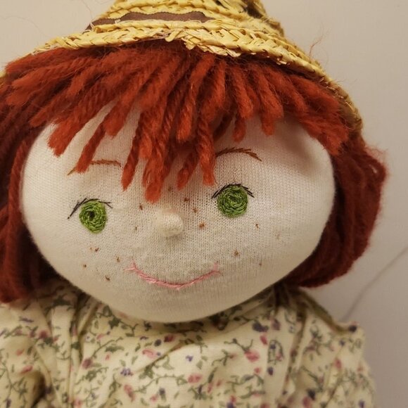 Anne of Green Gables  Rag Doll Long Brown Hair Straw Hat 18" tall Plush Stu - Picture 2 of 10